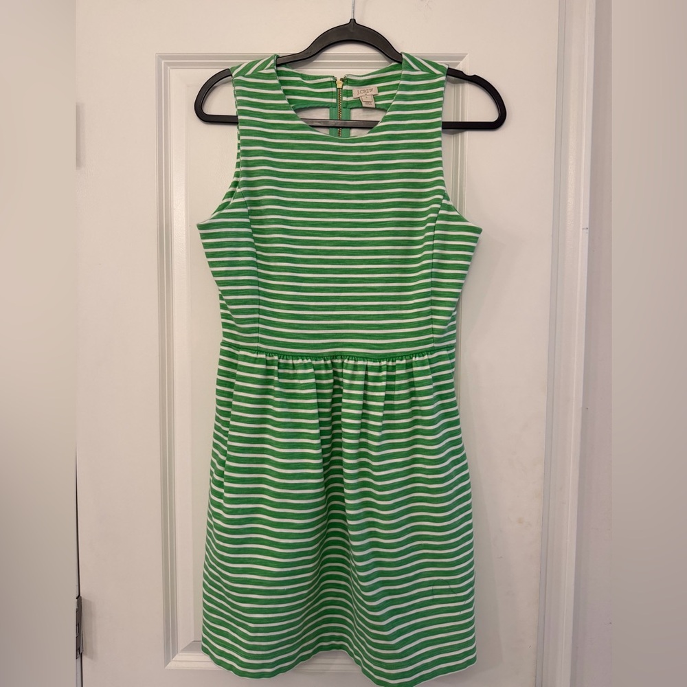 J. Crew Kids Dress in Green and White Stripes